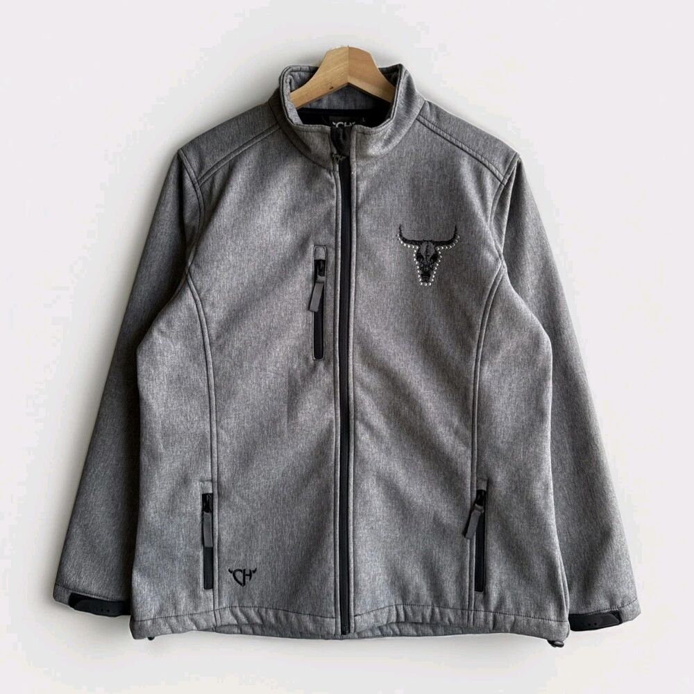 Cowgirl Hardware Women’s L Gray Jacket Soft Shell Embroidered Westerncore Rodeo